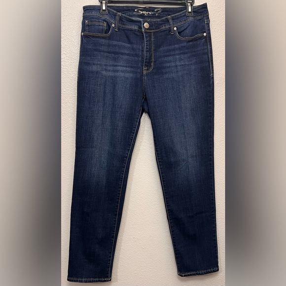 EUC Seven7 Straight Leg Dark Wash Jeans size 18 Color Blue - Picture 1 of 5